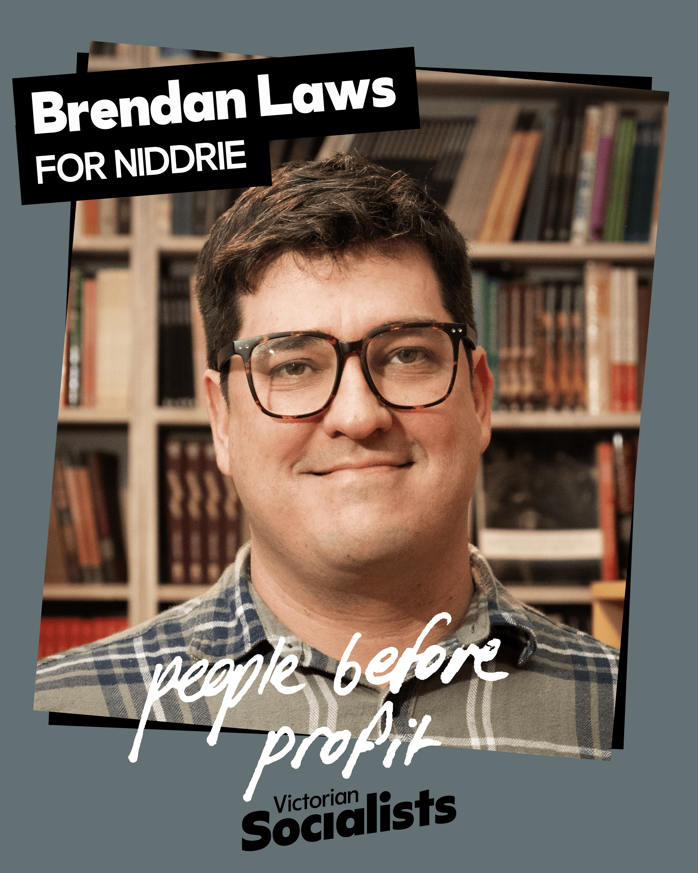 A graphic showing VS candidate for Niddrie Brendan Laws
